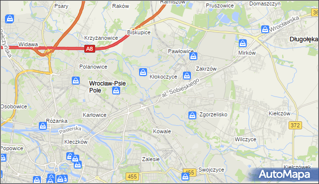 mapa Psie Pole gmina Wrocław, Psie Pole gmina Wrocław na mapie Targeo