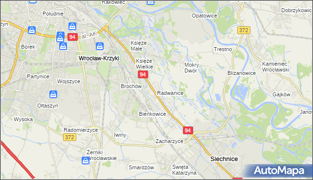 mapa Radwanice gmina Siechnice, Radwanice gmina Siechnice na mapie Targeo