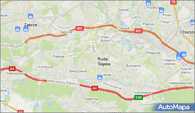 mapa Rudy Śląskiej, Ruda Śląska na mapie Targeo