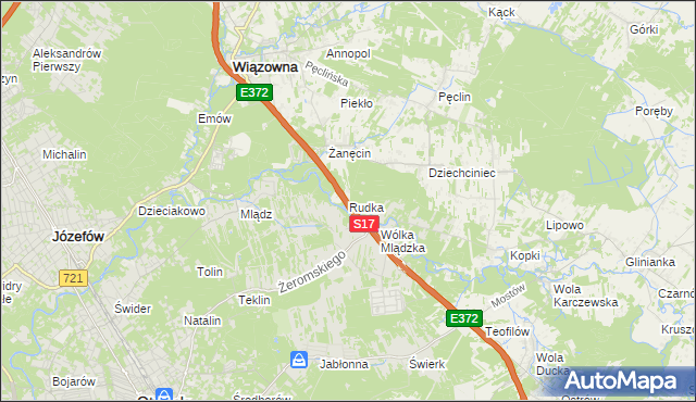 mapa Rudka gmina Wiązowna, Rudka gmina Wiązowna na mapie Targeo