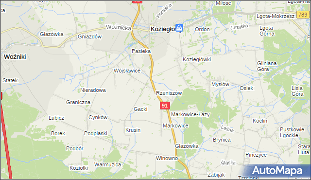 mapa Rzeniszów, Rzeniszów na mapie Targeo