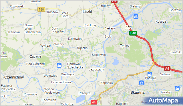 mapa Ściejowice, Ściejowice na mapie Targeo