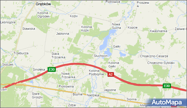 mapa Słuchocin, Słuchocin na mapie Targeo