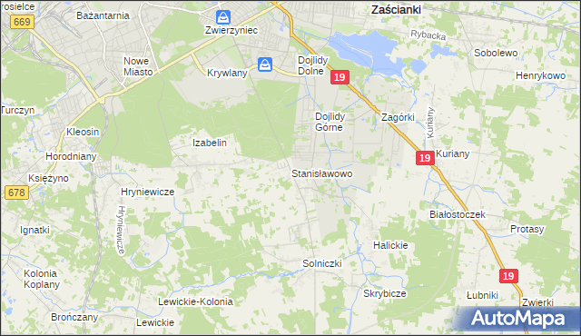 mapa Stanisławowo gmina Juchnowiec Kościelny, Stanisławowo gmina Juchnowiec Kościelny na mapie Targeo