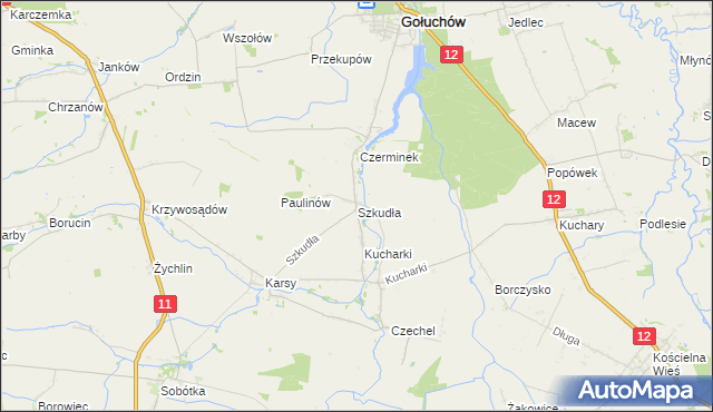 mapa Szkudła, Szkudła na mapie Targeo