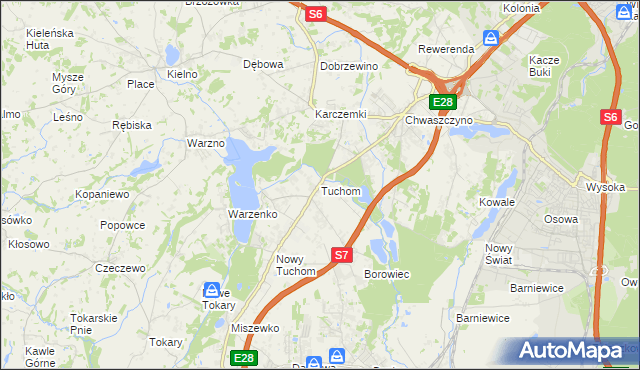 mapa Tuchom, Tuchom na mapie Targeo