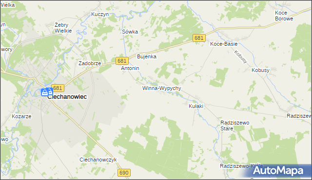 mapa Winna-Chroły, Winna-Chroły na mapie Targeo