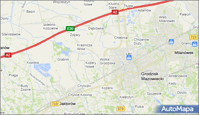 mapa Wólka Grodziska gmina Grodzisk Mazowiecki, Wólka Grodziska gmina Grodzisk Mazowiecki na mapie Targeo