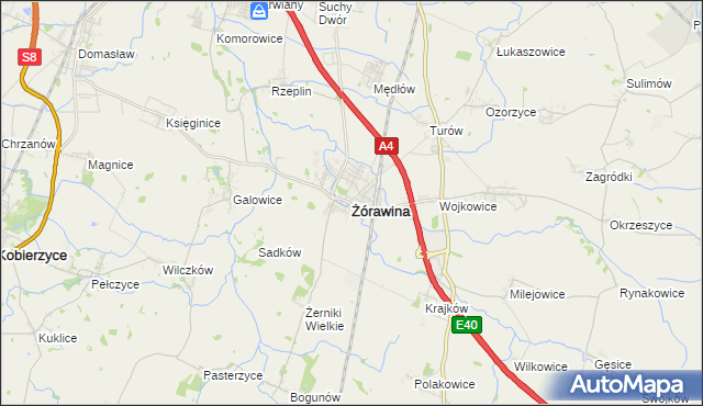 mapa Żórawina, Żórawina na mapie Targeo