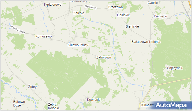 mapa Zaborowo gmina Grajewo, Zaborowo gmina Grajewo na mapie Targeo