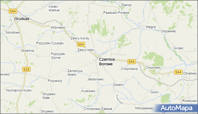 mapa Czernice Borowe, Czernice Borowe na mapie Targeo