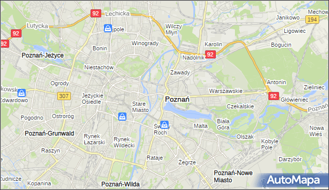 mapa Poznania, Poznań na mapie Targeo