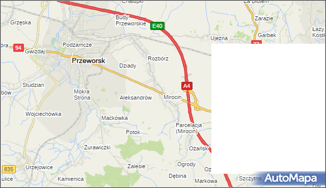 mapa Mirocin, Mirocin na mapie Targeo