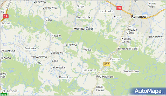 mapa Wólka gmina Rymanów, Wólka gmina Rymanów na mapie Targeo