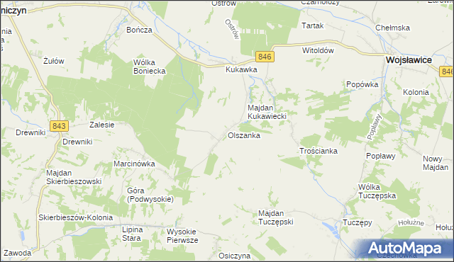 mapa Olszanka gmina Kraśniczyn, Olszanka gmina Kraśniczyn na mapie Targeo