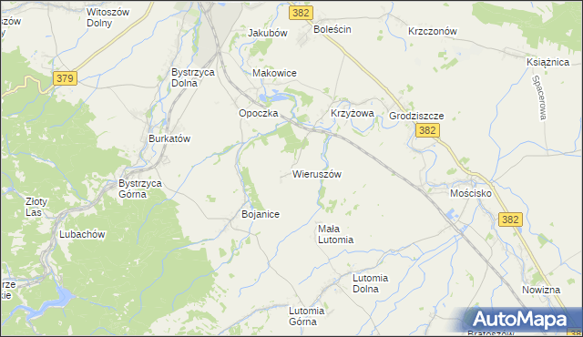 mapa Wieruszów gmina Świdnica, Wieruszów gmina Świdnica na mapie Targeo