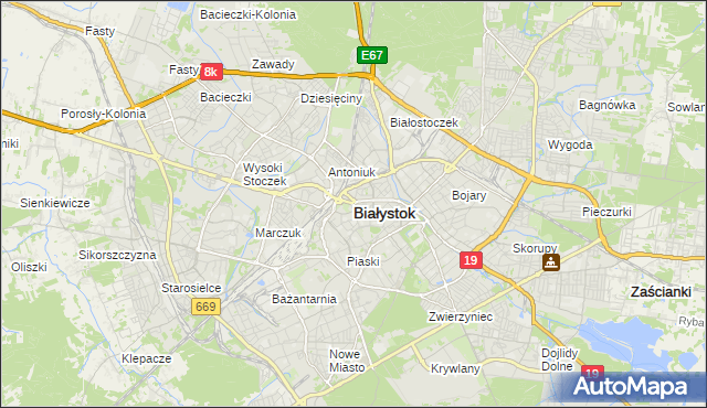 mapa Białegostoku, Białystok na mapie Targeo