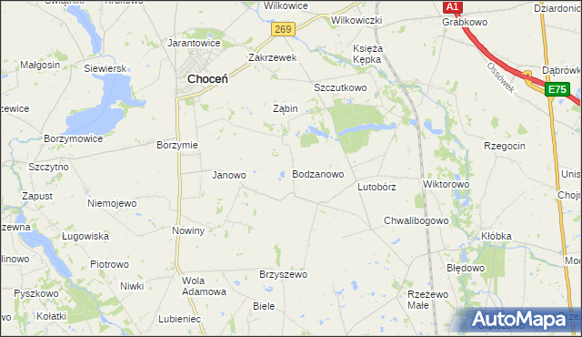 mapa Bodzanowo gmina Choceń, Bodzanowo gmina Choceń na mapie Targeo