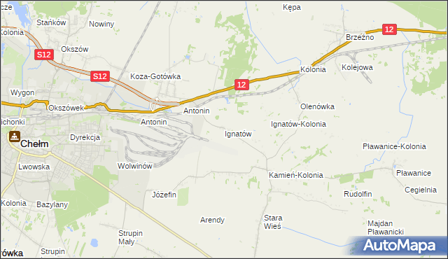 mapa Ignatów gmina Kamień, Ignatów gmina Kamień na mapie Targeo