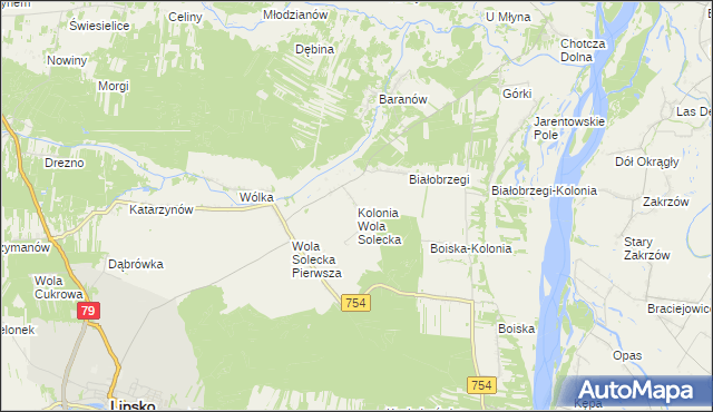mapa Kolonia Wola Solecka, Kolonia Wola Solecka na mapie Targeo