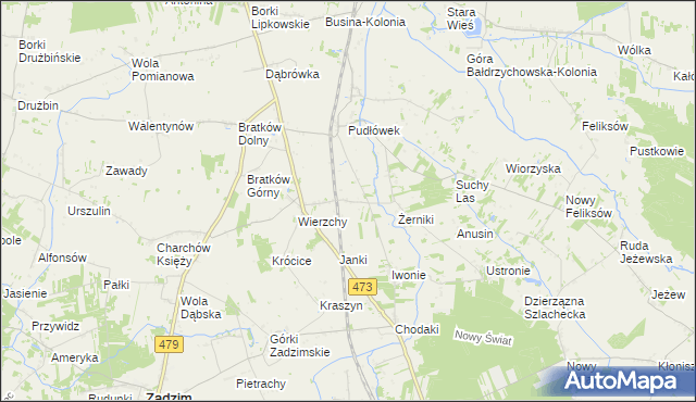 mapa Piotrów gmina Zadzim, Piotrów gmina Zadzim na mapie Targeo