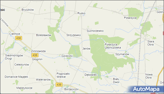 mapa Janów gmina Jaraczewo, Janów gmina Jaraczewo na mapie Targeo