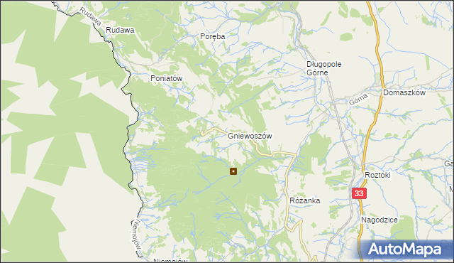 mapa Gniewoszów gmina Międzylesie, Gniewoszów gmina Międzylesie na mapie Targeo