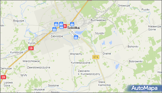 mapa Nowa Kamionka gmina Sokółka, Nowa Kamionka gmina Sokółka na mapie Targeo