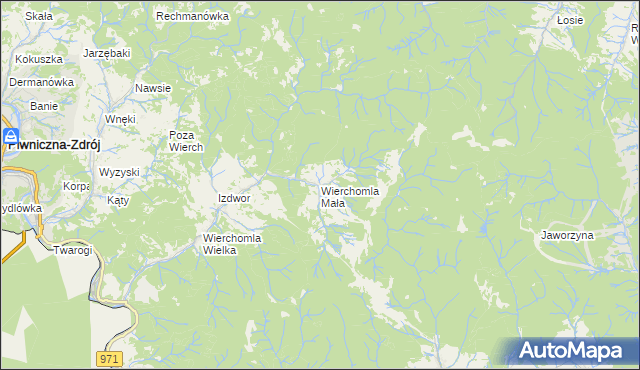 mapa Wierchomla Mała, Wierchomla Mała na mapie Targeo
