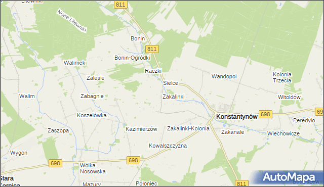 mapa Zakalinki, Zakalinki na mapie Targeo