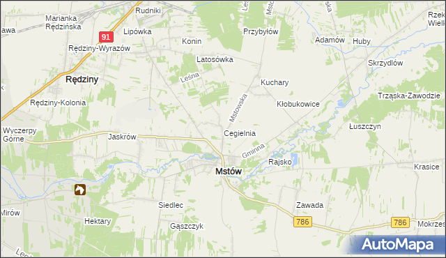 mapa Cegielnia gmina Mstów, Cegielnia gmina Mstów na mapie Targeo