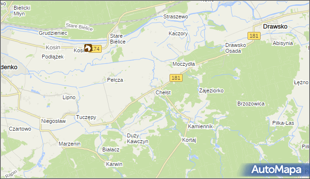 mapa Chełst gmina Drawsko, Chełst gmina Drawsko na mapie Targeo