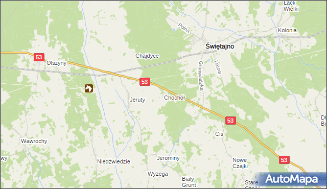 mapa Chochół gmina Świętajno, Chochół gmina Świętajno na mapie Targeo
