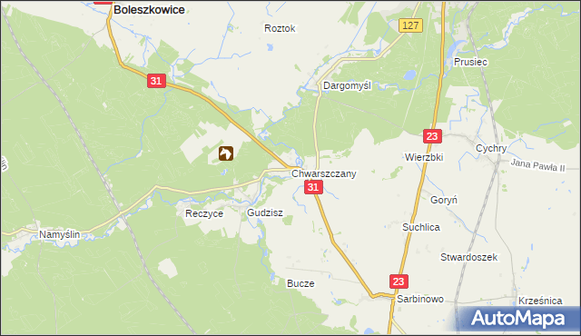 mapa Chwarszczany, Chwarszczany na mapie Targeo