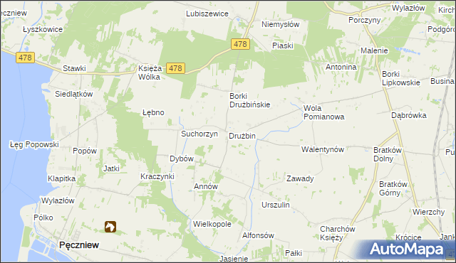 mapa Drużbin, Drużbin na mapie Targeo