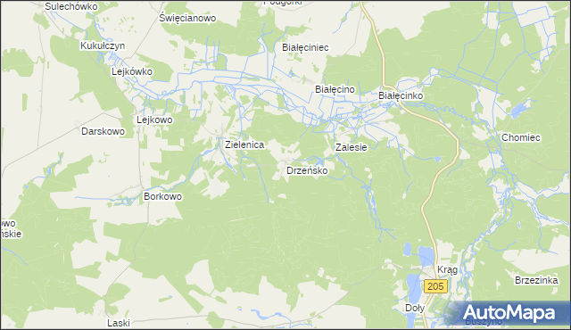 mapa Drzeńsko gmina Malechowo, Drzeńsko gmina Malechowo na mapie Targeo