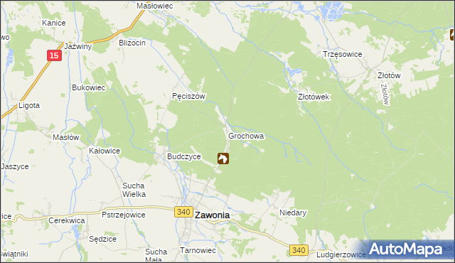 mapa Grochowa gmina Zawonia, Grochowa gmina Zawonia na mapie Targeo