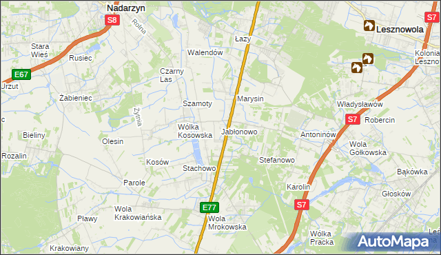 mapa Jabłonowo gmina Lesznowola, Jabłonowo gmina Lesznowola na mapie Targeo