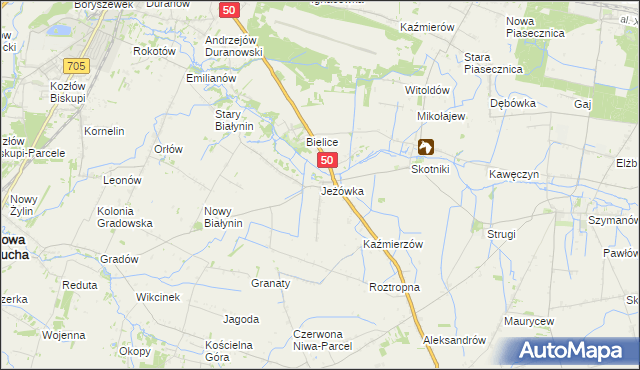 mapa Jeżówka gmina Sochaczew, Jeżówka gmina Sochaczew na mapie Targeo