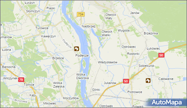 mapa Kępa Nadbrzeska, Kępa Nadbrzeska na mapie Targeo