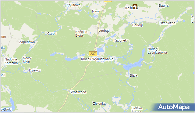mapa Klocek, Klocek na mapie Targeo