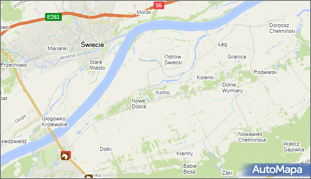 mapa Kolno gmina Chełmno, Kolno gmina Chełmno na mapie Targeo