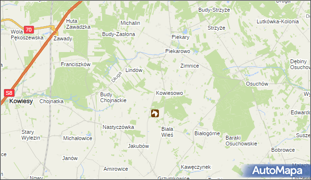 mapa Kowiesowo, Kowiesowo na mapie Targeo