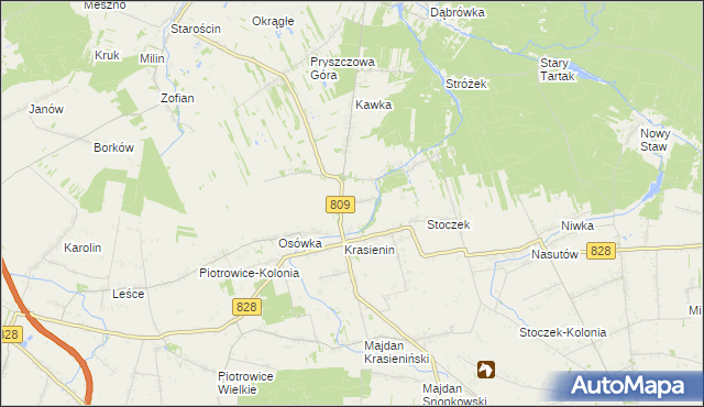 mapa Krasienin-Kolonia, Krasienin-Kolonia na mapie Targeo