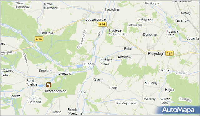 mapa Kuźnica Nowa, Kuźnica Nowa na mapie Targeo