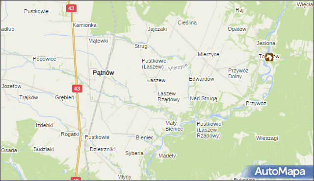 mapa Łaszew Rządowy, Łaszew Rządowy na mapie Targeo