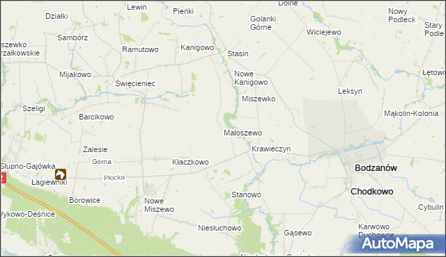 mapa Małoszewo gmina Bodzanów, Małoszewo gmina Bodzanów na mapie Targeo
