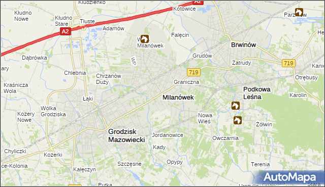 mapa Milanówek, Milanówek na mapie Targeo