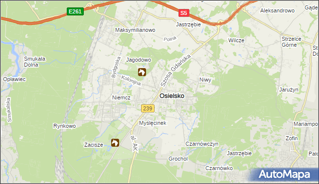 mapa Osielsko, Osielsko na mapie Targeo