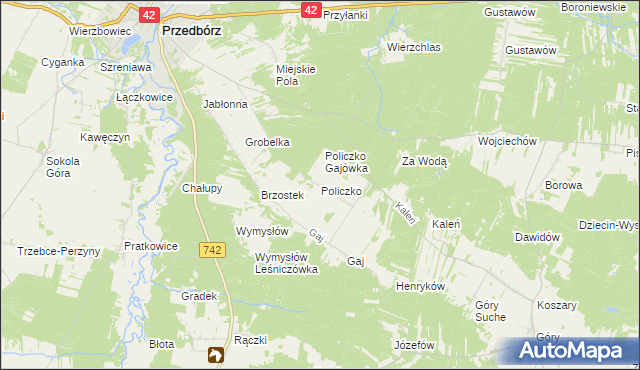 mapa Policzko, Policzko na mapie Targeo